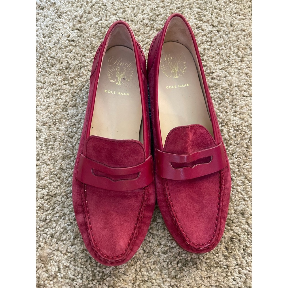 Cole Haan Pinch Hand Sewn Pink Suede Penny Loafers 8.5 B Grand.OS Flats academia